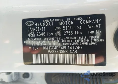 2011 Hyundai Genesis 4.6 z USA, uszkodzony, nr VIN KMHGC4DF4BU141740